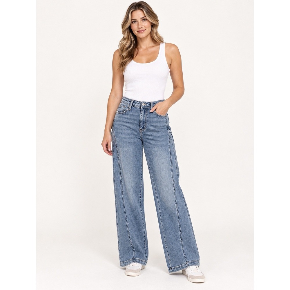 Judy Blue Joy Jeans Women's 5/27 High Rise Wide Leg Side Seam NWT 88766